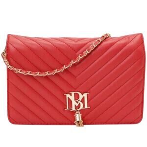 Badgley Mischka Women's Large Quilted Crossbody Bag in Red New With Tag